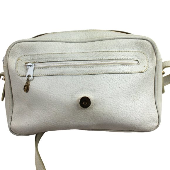 Vintage Blondie GG Style Center Striped Ribbon White Leather Style Shoulder Bag - Picture 10 of 11